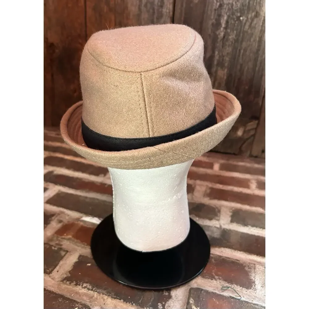 Vintage Erigary Fedora Top Hat Tan Wool Blend Felt Medium Mr Duck Adjustable VGC